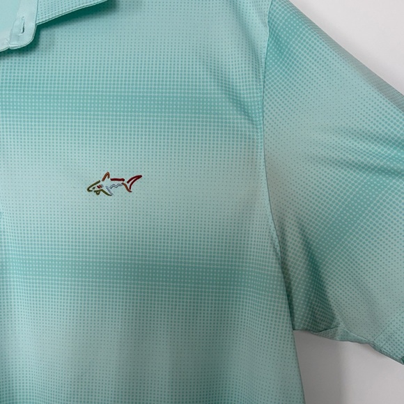 Greg Norman Collection Teal Polo Shirt with Shark Logo - Picture 3 of 4